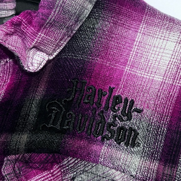 Harley-Davidson Purple Plaid Button Down Shirt - Picture 9 of 10